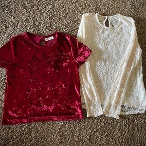 Velour & Lace tops